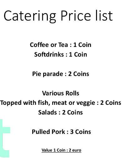catering price list example