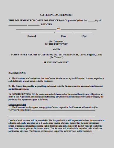 catering service agreement template