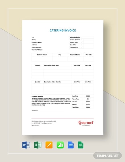 Catering Invoice Templates - 10+ Free Word, PDF Format ...