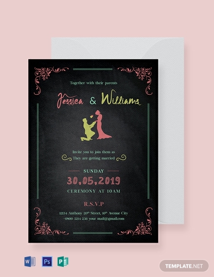 chalkboard wedding invitation card example