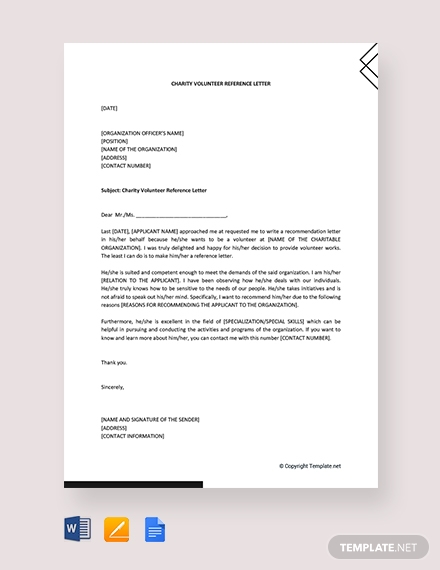 5+ Volunteer Reference Letter Templates - PDF, MS Word