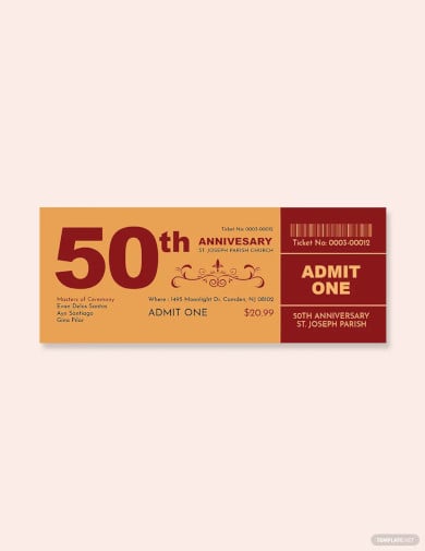 church anniversary ticket template