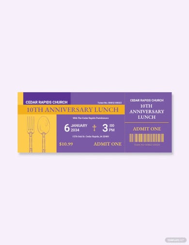 church lunch ticket template