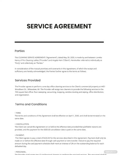 13+ Best Cleaning Service Agreement Templates in Word | Google Docs ...