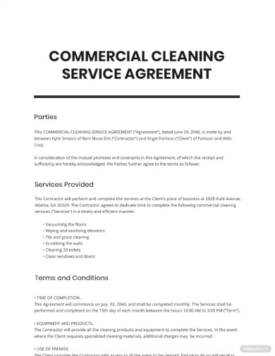 13+ Best Cleaning Service Agreement Templates in Word | Google Docs ...