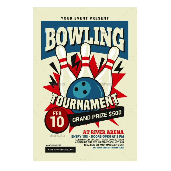 company bowling tournament flyer invitation template