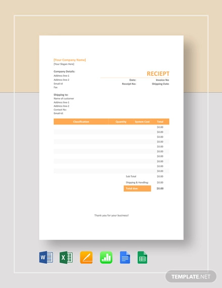 contractor receipt template