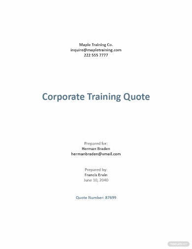 corporate training quotation sample template