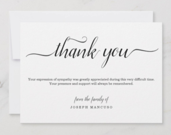 creative funeral thank you card