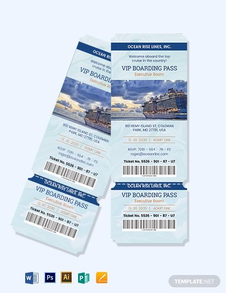 cruise vip pass ticket sample