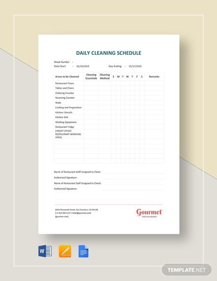 daily cleaning schedul