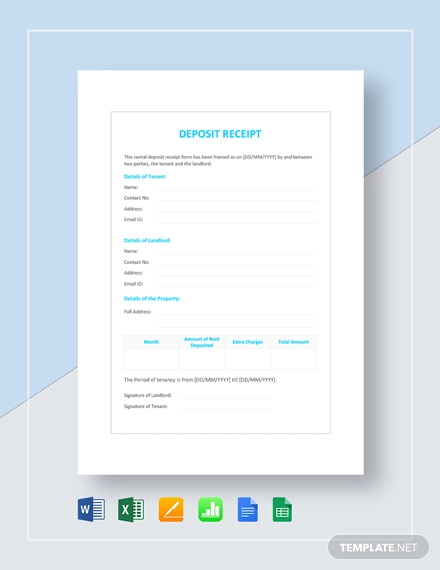 deposit receipt template