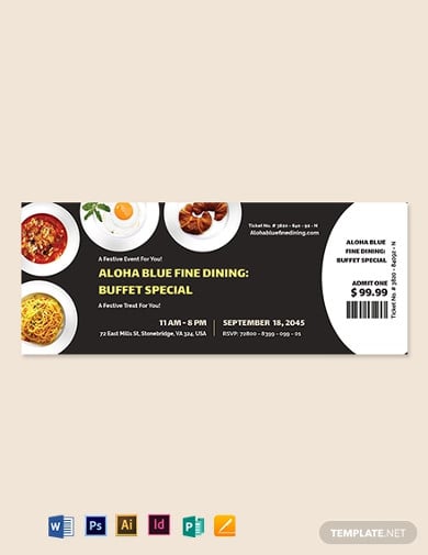 dinner event ticket template