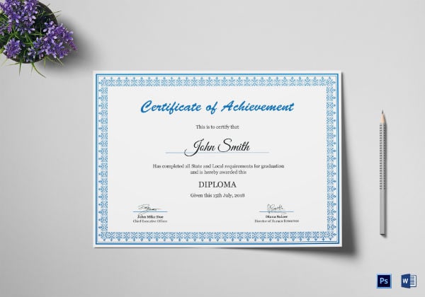 diploma achievement certificate template