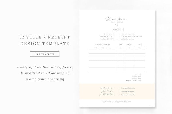 editable photography invoice template