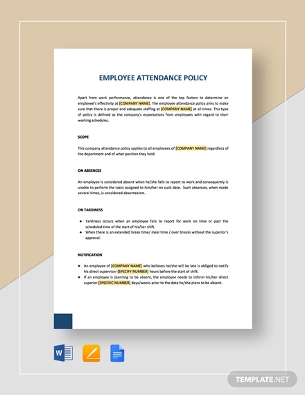 FREE 5 Employee Attendance Policy Templates In Google Docs MS Word 