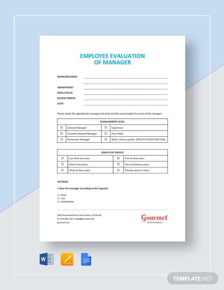 employee evaluation of manager template