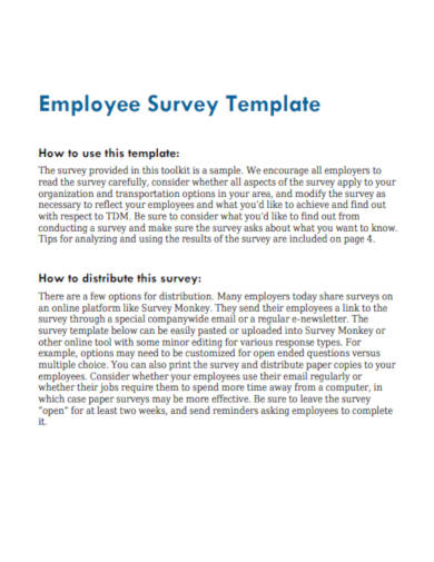 employee survey sample template