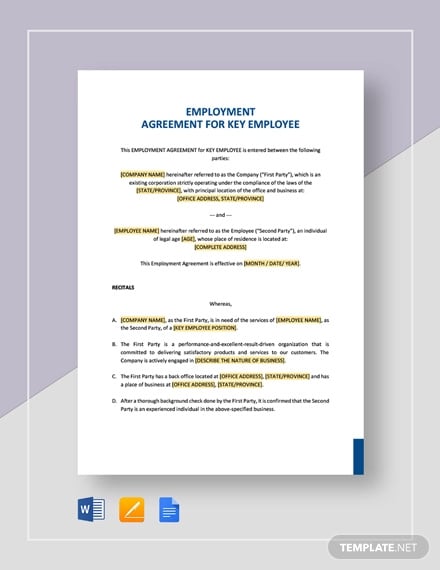 employment agreement key employee template