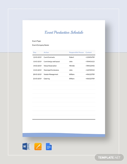 event production schedule