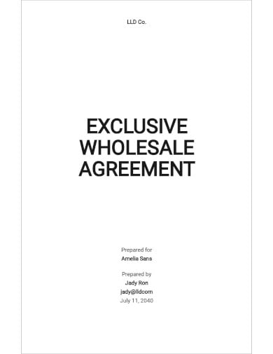 exclusive wholesale agreement template