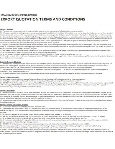 export quotation example