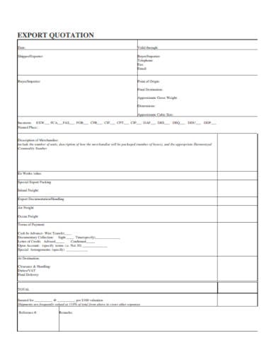 export quotation template
