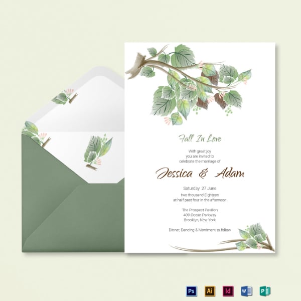 fall wedding invitation card sample