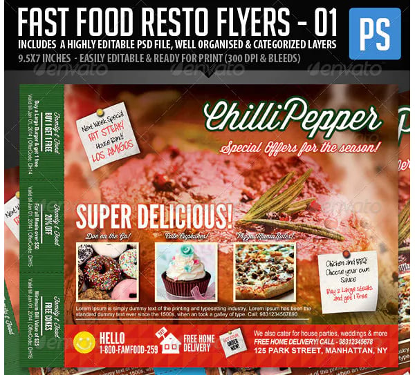 fast food catering flyer temlate