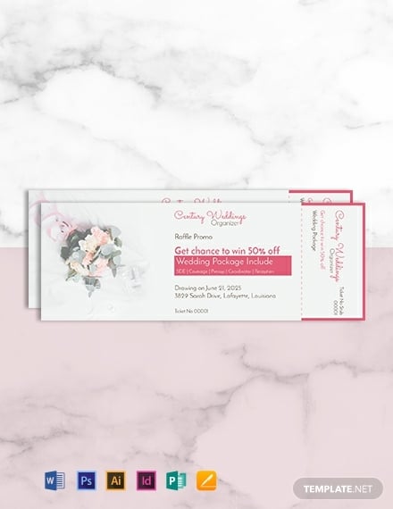 floral wedding raffle ticket format
