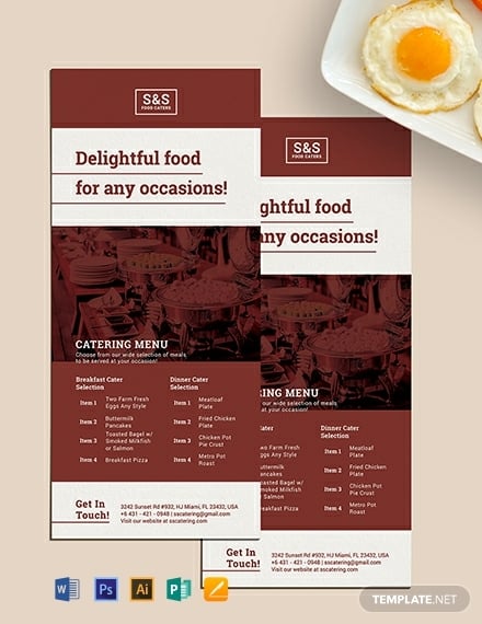 food catering rack card template