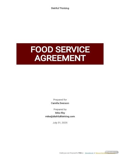 food service agreement template
