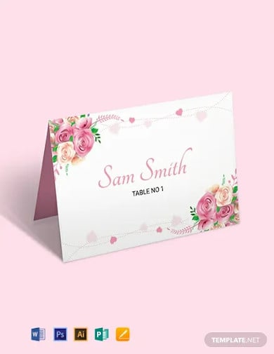 free alabaster floral wedding place card template