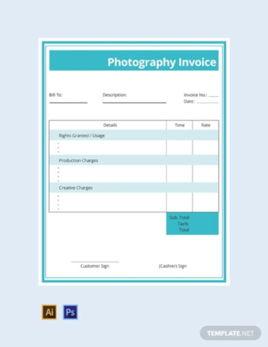 free commercial photography invoice template