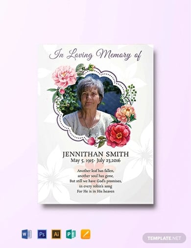 free floral funeral thank you card