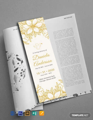 6 funeral bookmark templates in ai psd word pages
