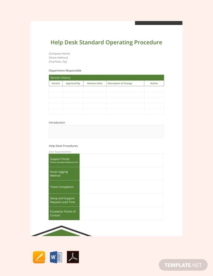 free help desk standard operating procedure template 440x570