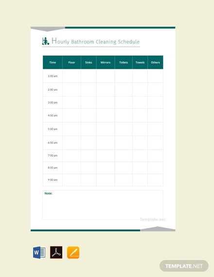 free hourly bathroom cleaning schedule template 440x570