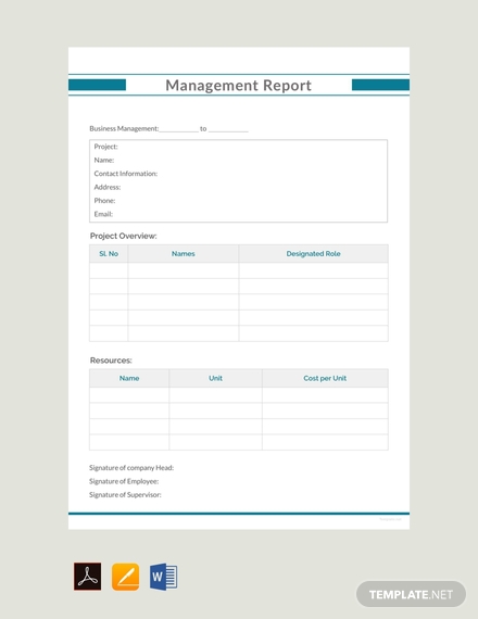 free management report example template 440x570