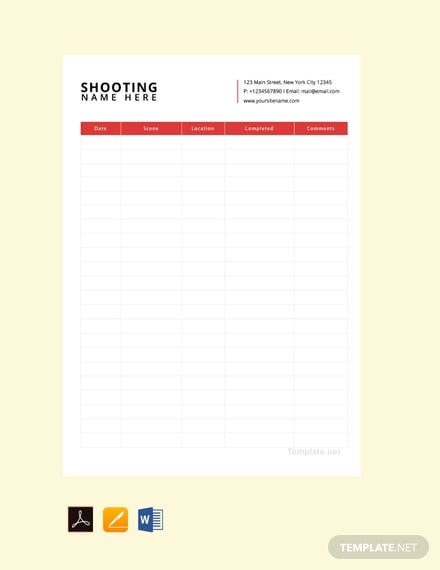 free movie shooting schedule template 440x570