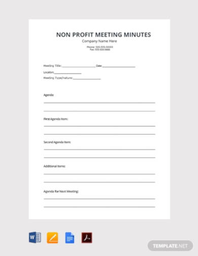 6+ Non-Profit Meeting Minutes Templates in PDF | Word | Google Docs | Pages