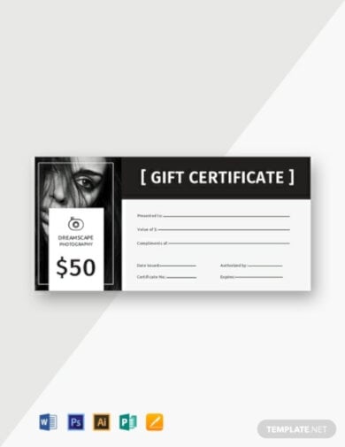 free photography gift certificate template