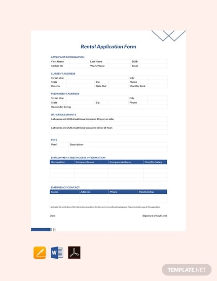 free rental application form template 440x570