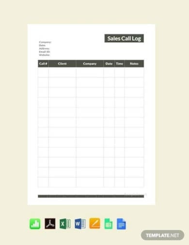 free sales call log template