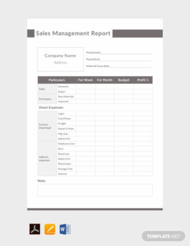free sales management report