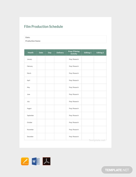 free sample film production schedule template 440x570