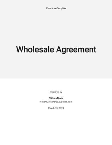 free simple wholesale agreement template