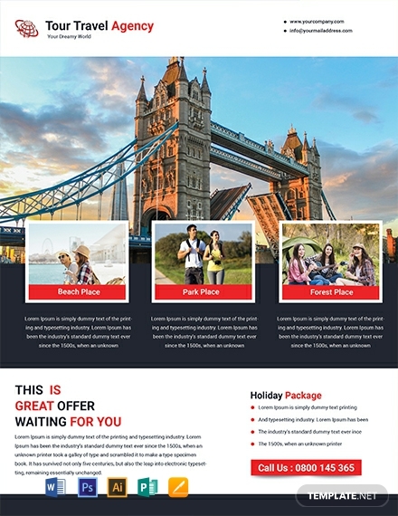 free tour travel flyer template 440x570