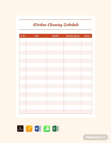 free weekly kitchen cleaning schedule template 440x570