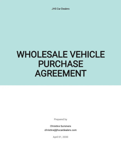 free wholesale vehicle purchase agreement template
